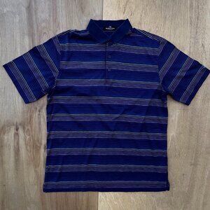 BUGATCHI UOMO BLUE STRIPED Polo Shirt Men’s sz M Egyptian Cotton Short Sleeve
